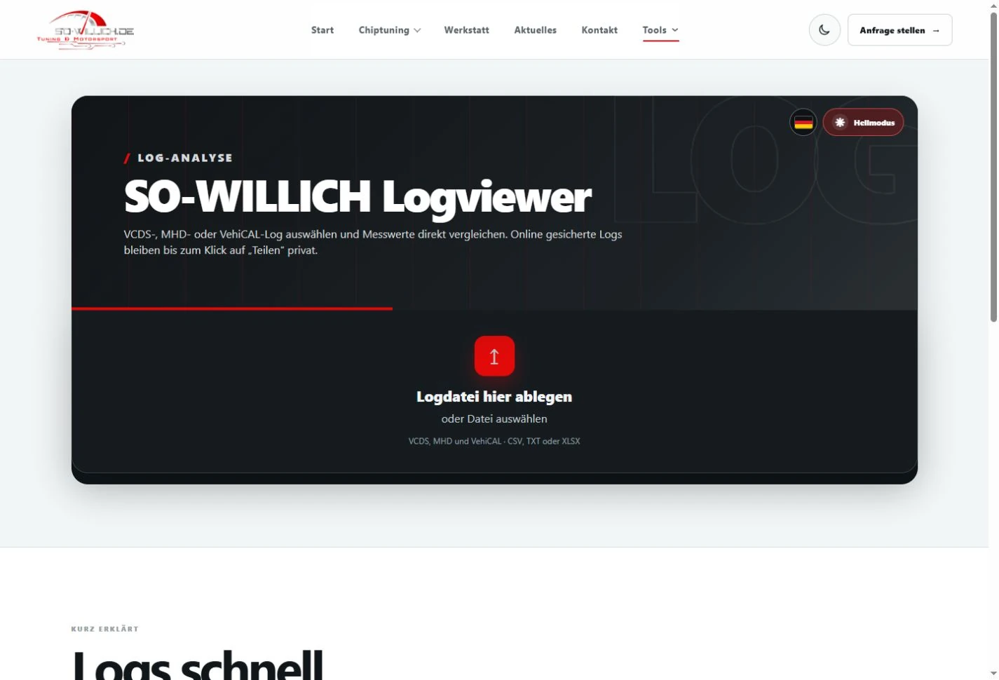SO-Willich Logviewer zur kostenlosen Auswertung von VCDS-, MHD- und VehiCAL-Logdateien